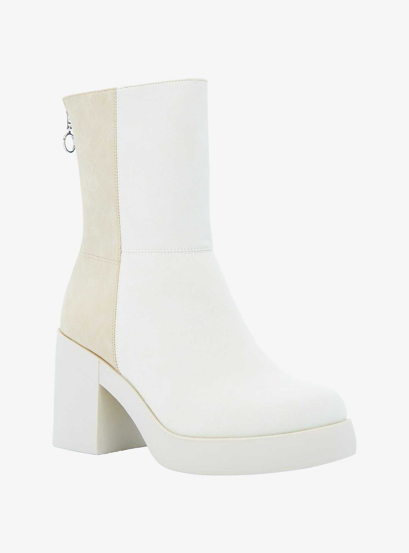 Dirty Laundry Cream & Taupe Color-Block Heel Boots, , hi-res
