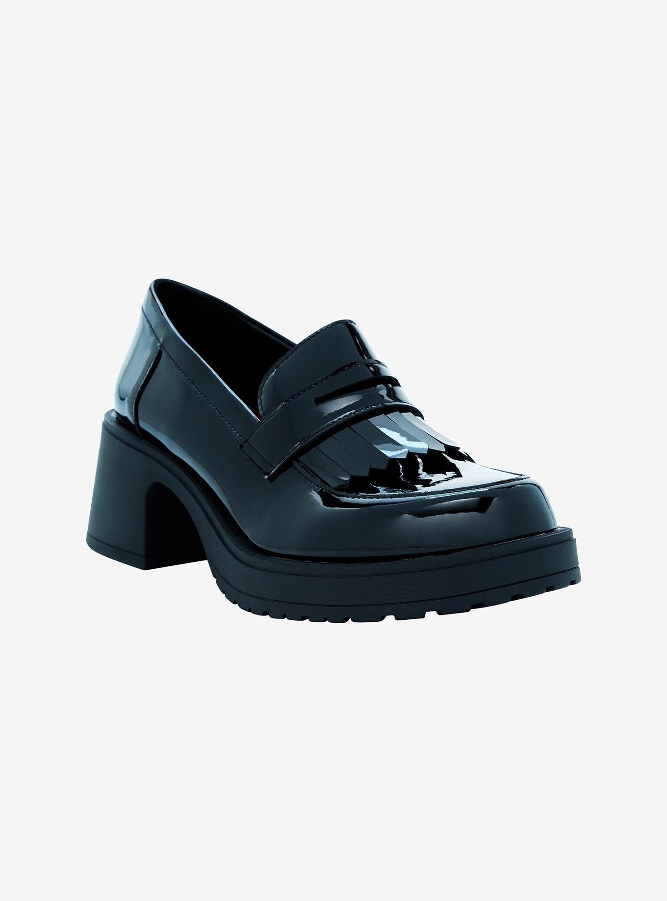 Dirty Laundry Black Patent Fringe Loafer Heels, MULTI, hi-res