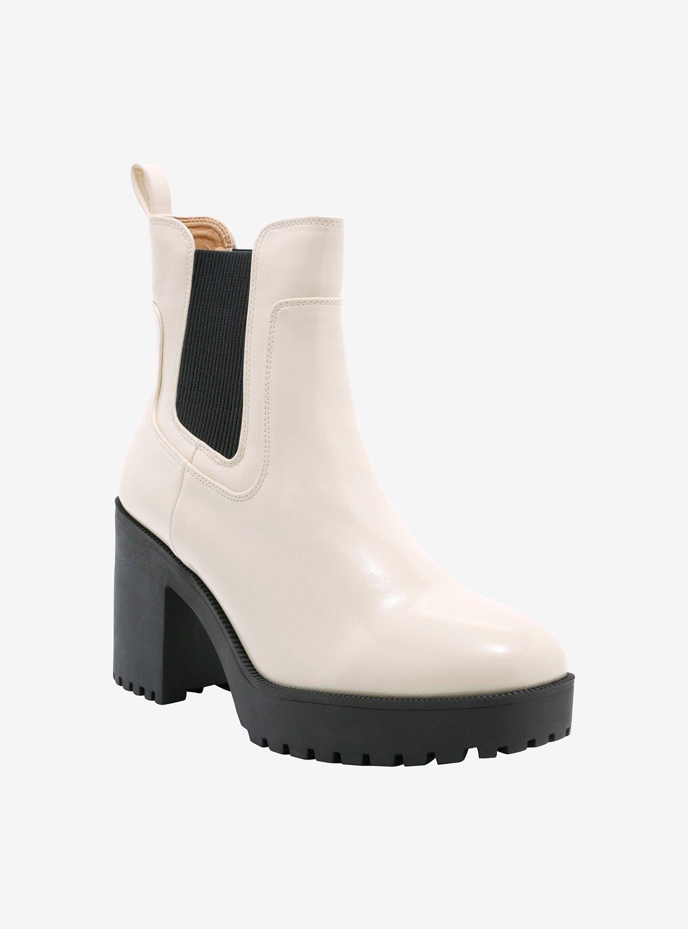 Cream patent store ankle boots