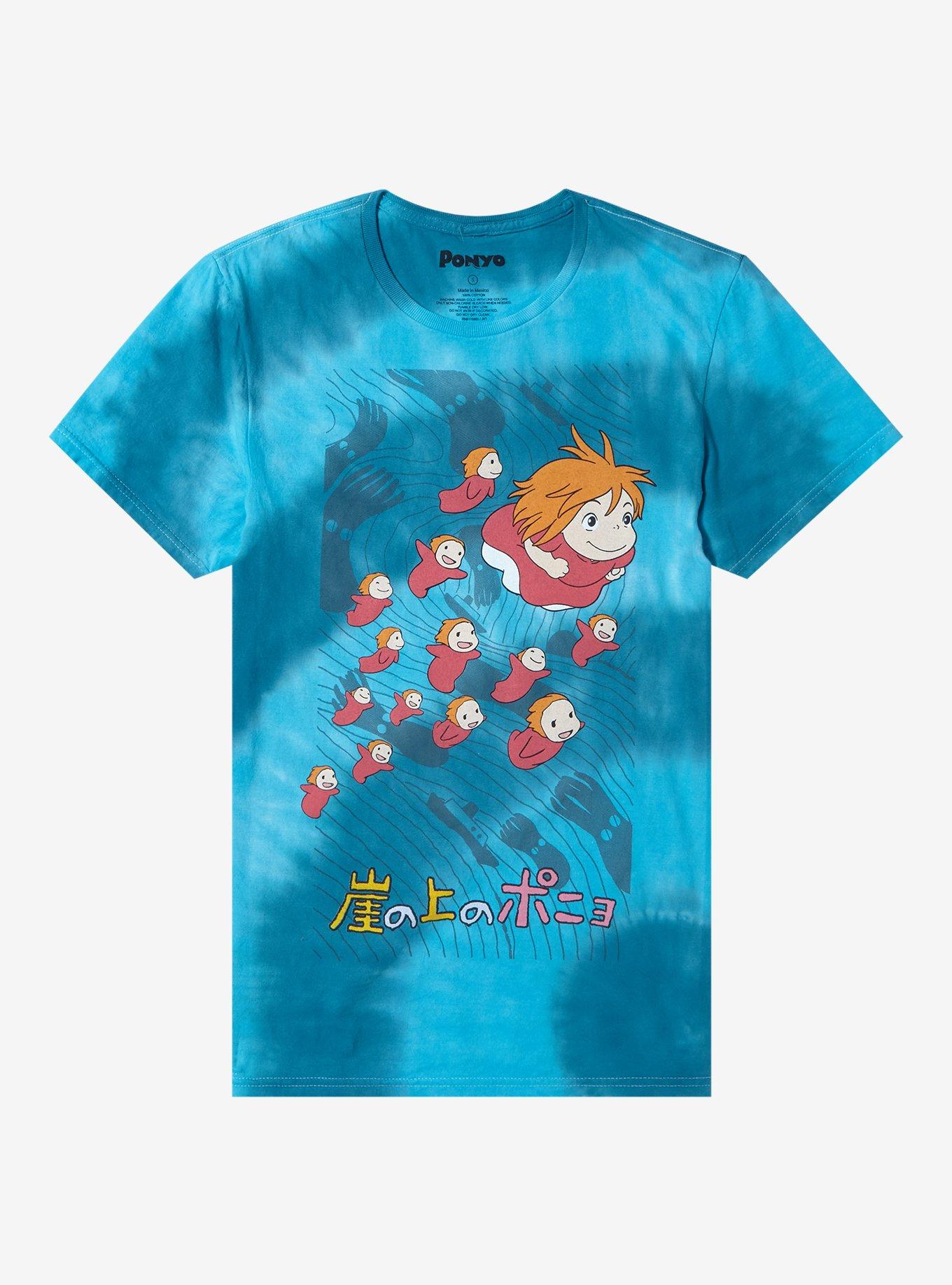 Studio Ghibli Ponyo Swim Blue Tie-Dye Boyfriend Fit Girls T-Shirt, MULTI, hi-res