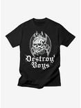 Destroy Boys Skull Cat Bat T-Shirt, BLACK, hi-res