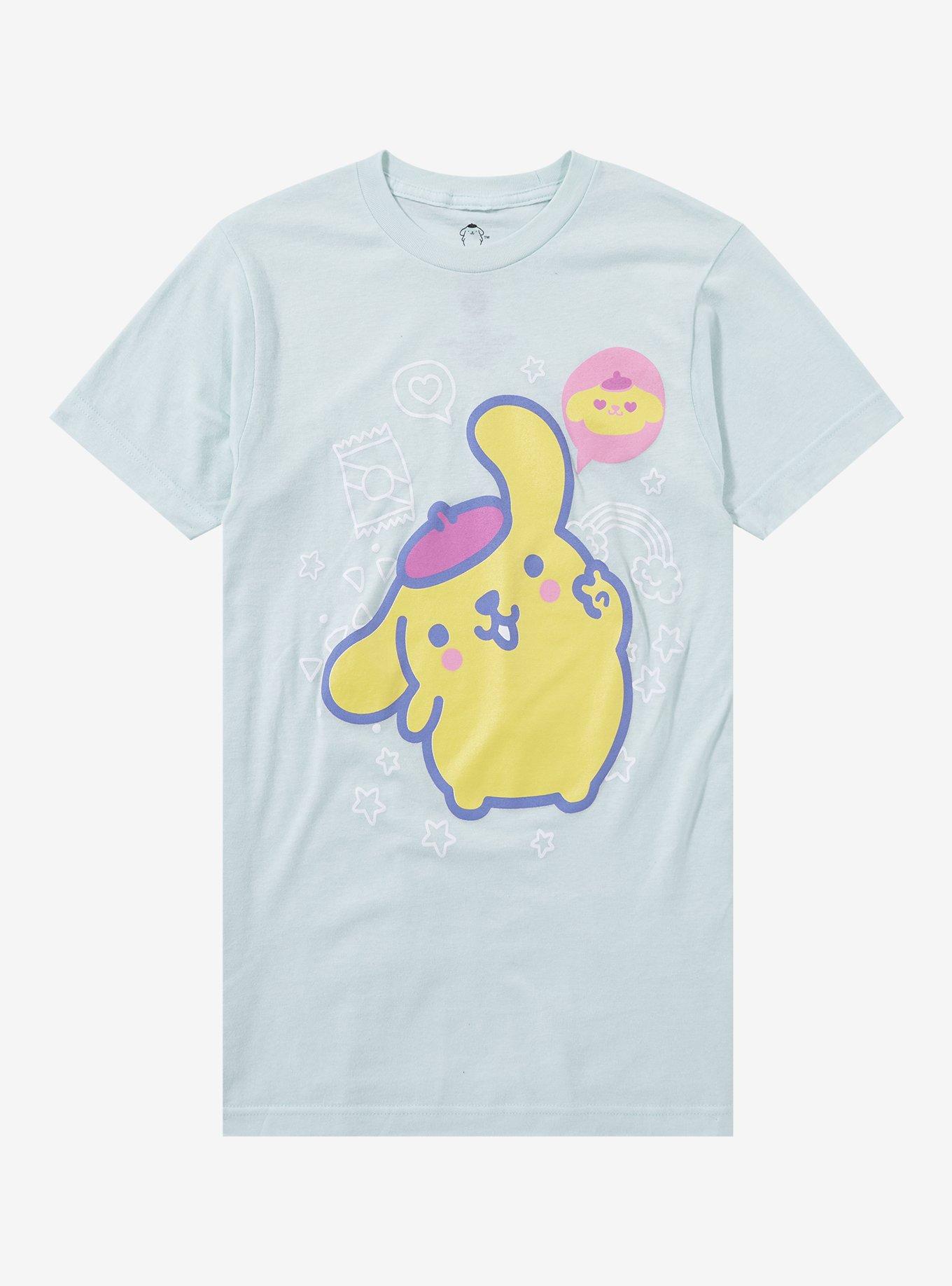 Pompompurin Peace Sign Boyfriend Fit Girls T-Shirt, MULTI, hi-res