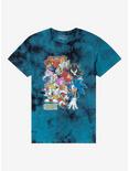 Sonic The Hedgehog Group Blue Tie-Dye Boyfriend Fit Girls T-Shirt, MULTI, hi-res