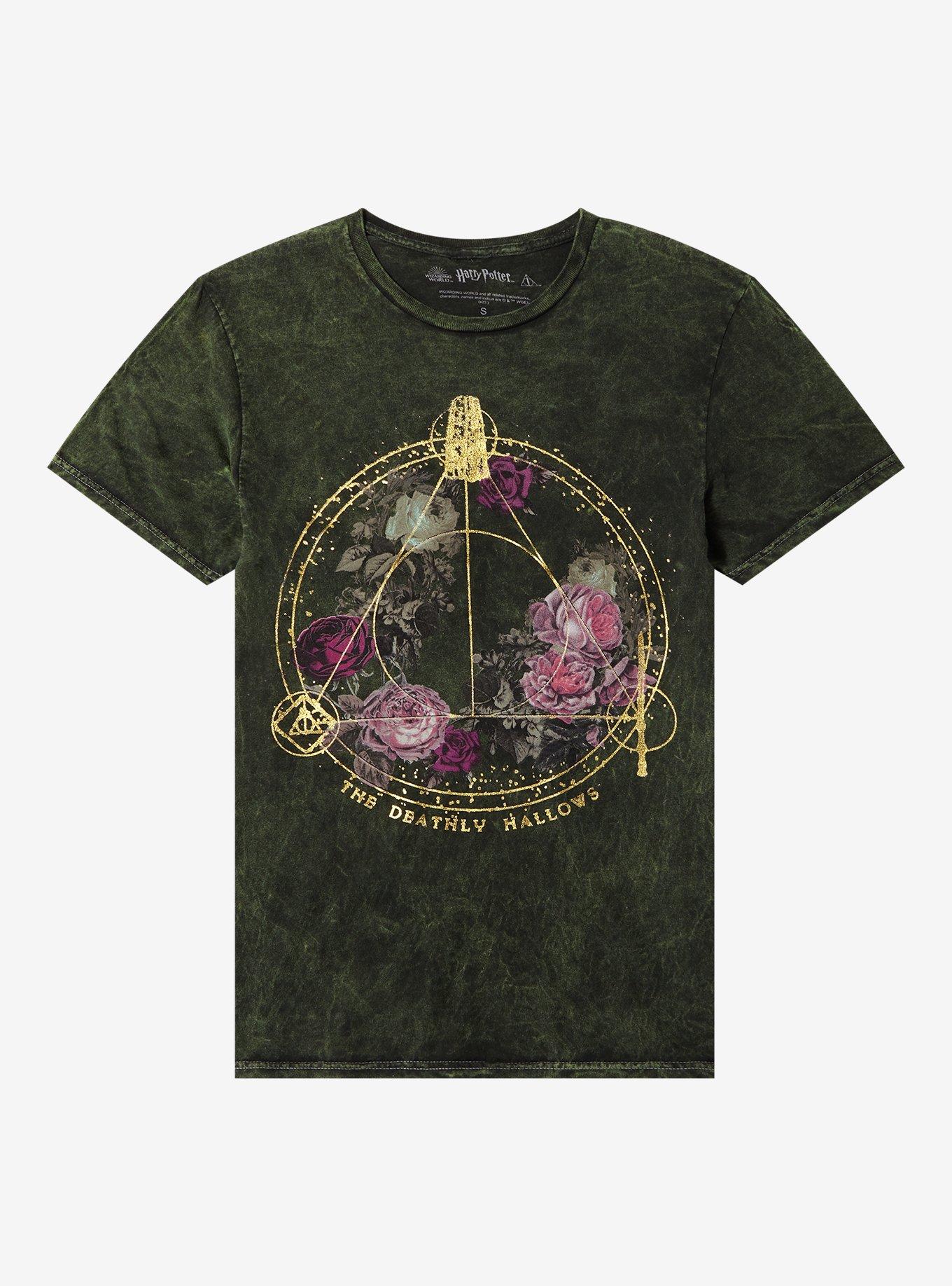 Harry Potter Floral Deathly Hallow Boyfriend Fit Girls T-Shirt