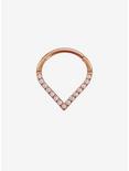 16G Steel Gold CZ Pointed Hinged Clicker, ROSE GOLD, hi-res