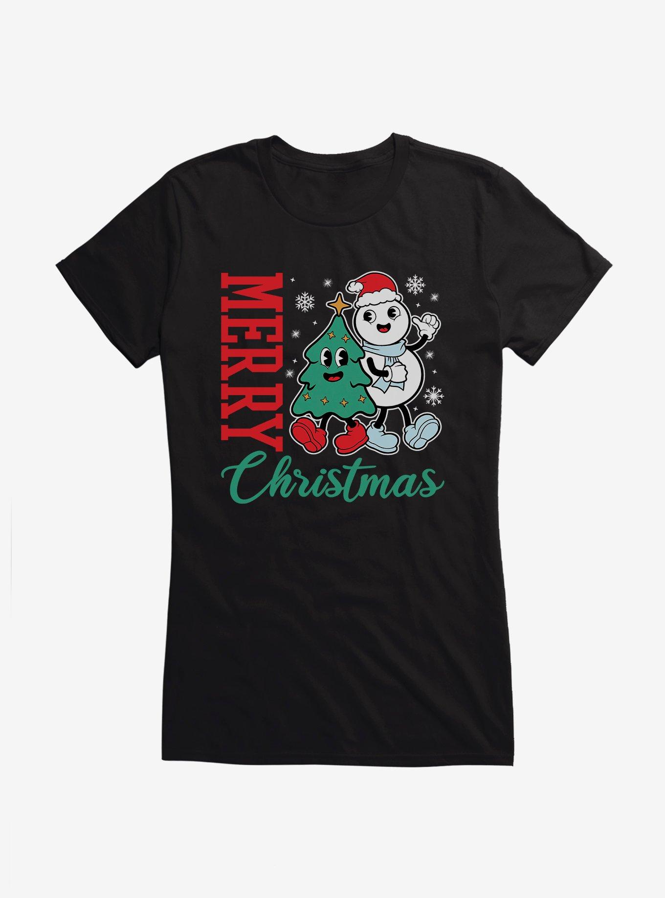 Hot Topic Merry Christmas Snowman And Tree Girls T-Shirt, , hi-res