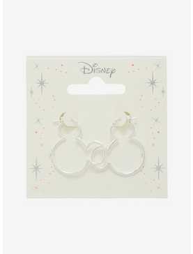 Jacmel Jewelry Disney Mickey Mouse Silver Silhouette Hoop Earrings, , hi-res