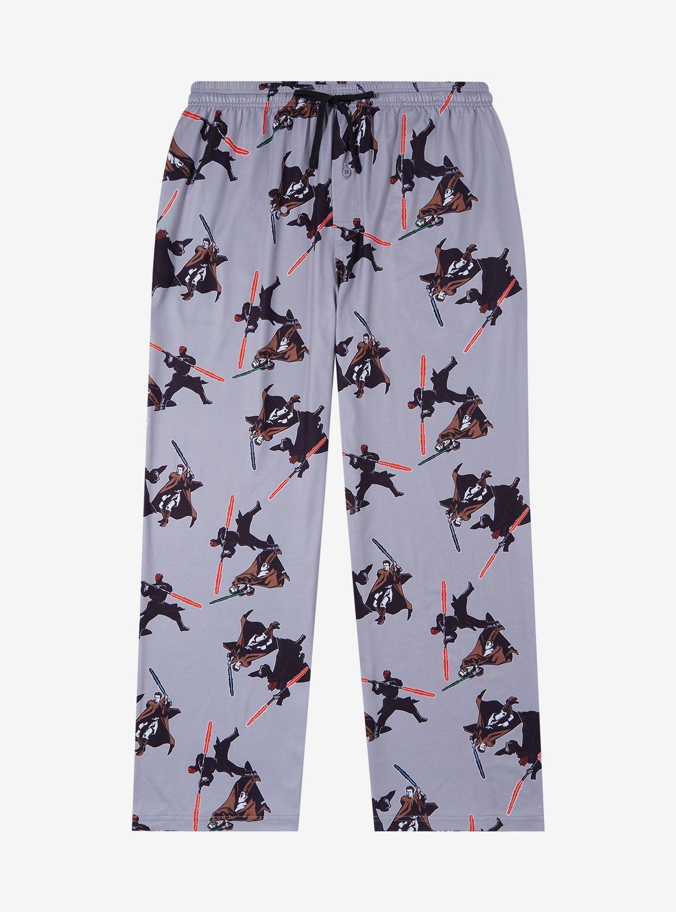Star Wars: Episode I - The Phantom Menace Duel of the Fates Allover Print Plus Size Sleep Pants - BoxLunch Exclusive, LIGHT GREY, hi-res