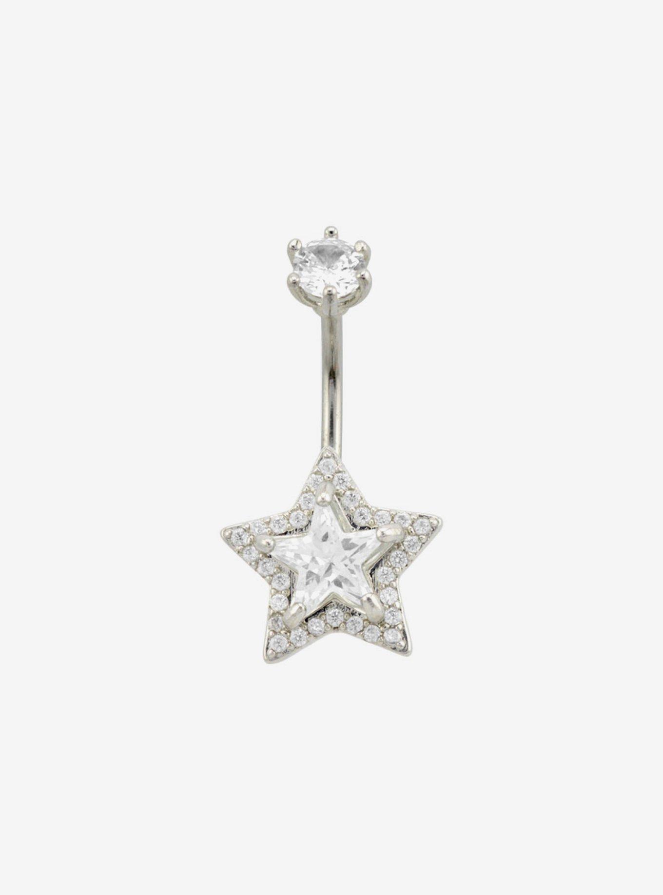 14G Steel Bling Star Navel Barbell
