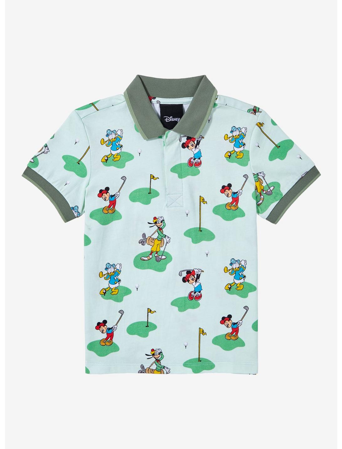 Disney Mickey Mouse and Friends Golfing Allover Print Toddler Polo Shirt — BoxLunch Exclusive, MULTI, hi-res
