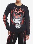 Kuromi Devil Glitter Flame Girls Sweatshirt, MULTI, hi-res