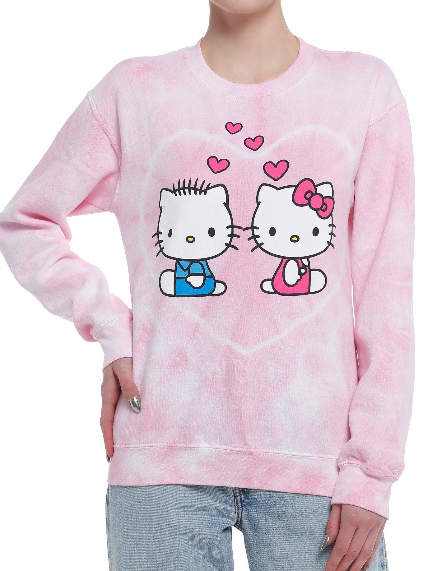 Hello Kitty & Dear Daniel Hearts Tie-Dye Girls Sweatshirt, , hi-res