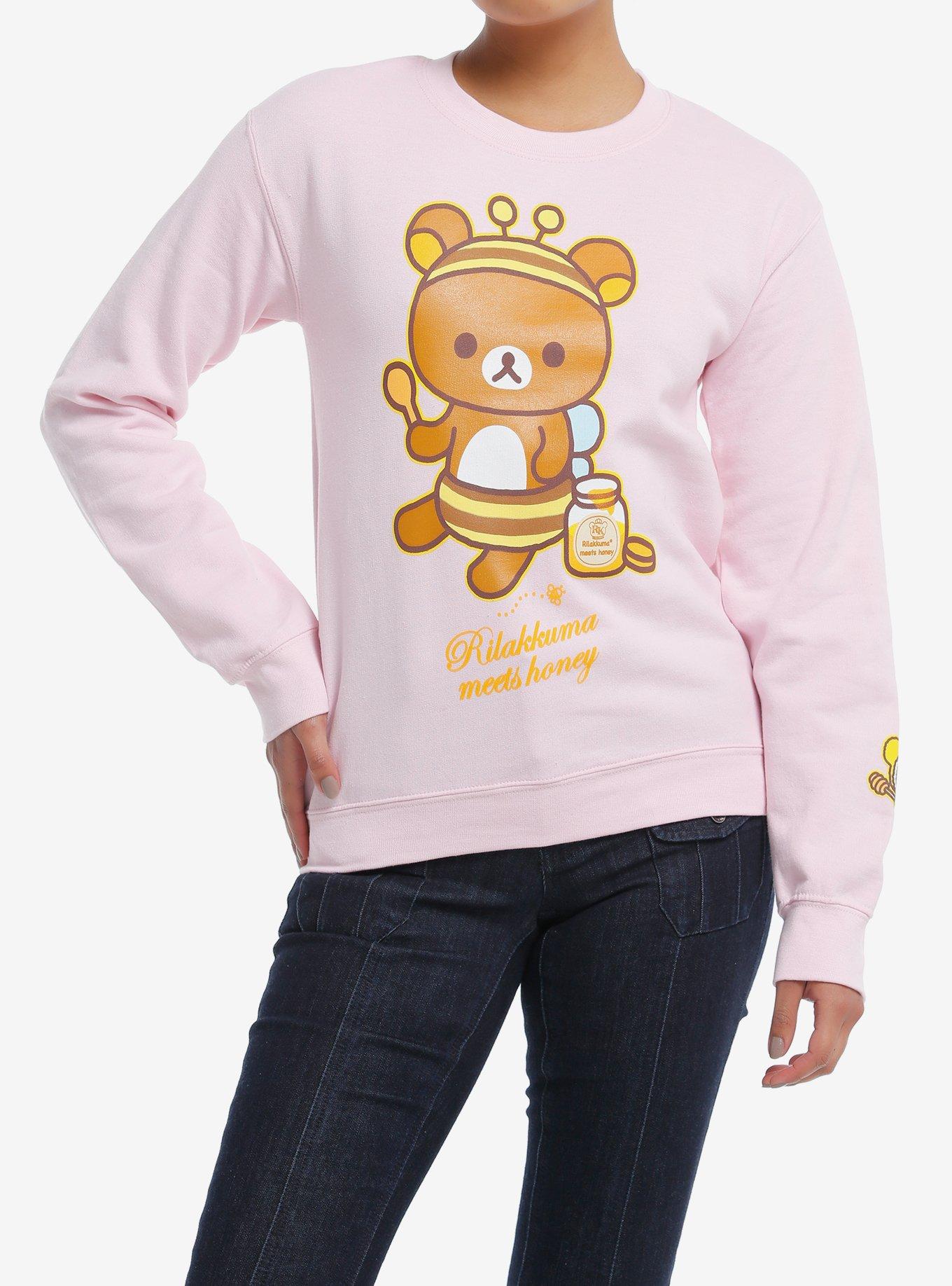 Rilakkuma Meets Honey Pastel Pink Girls Sweatshirt, MULTI, hi-res