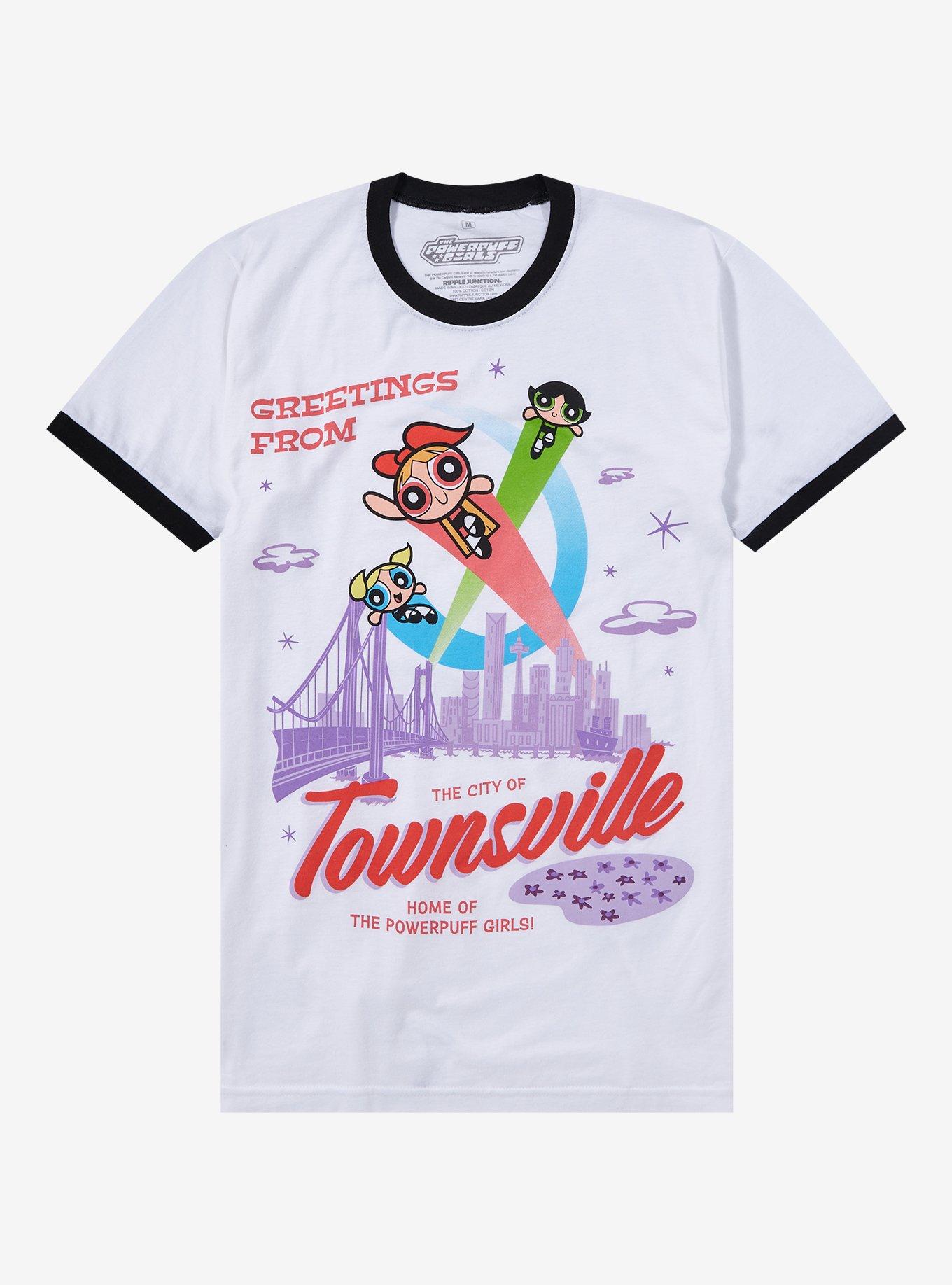 The Powerpuff Girls Townsville Greetings Girls Ringer T-Shirt, MULTI, hi-res
