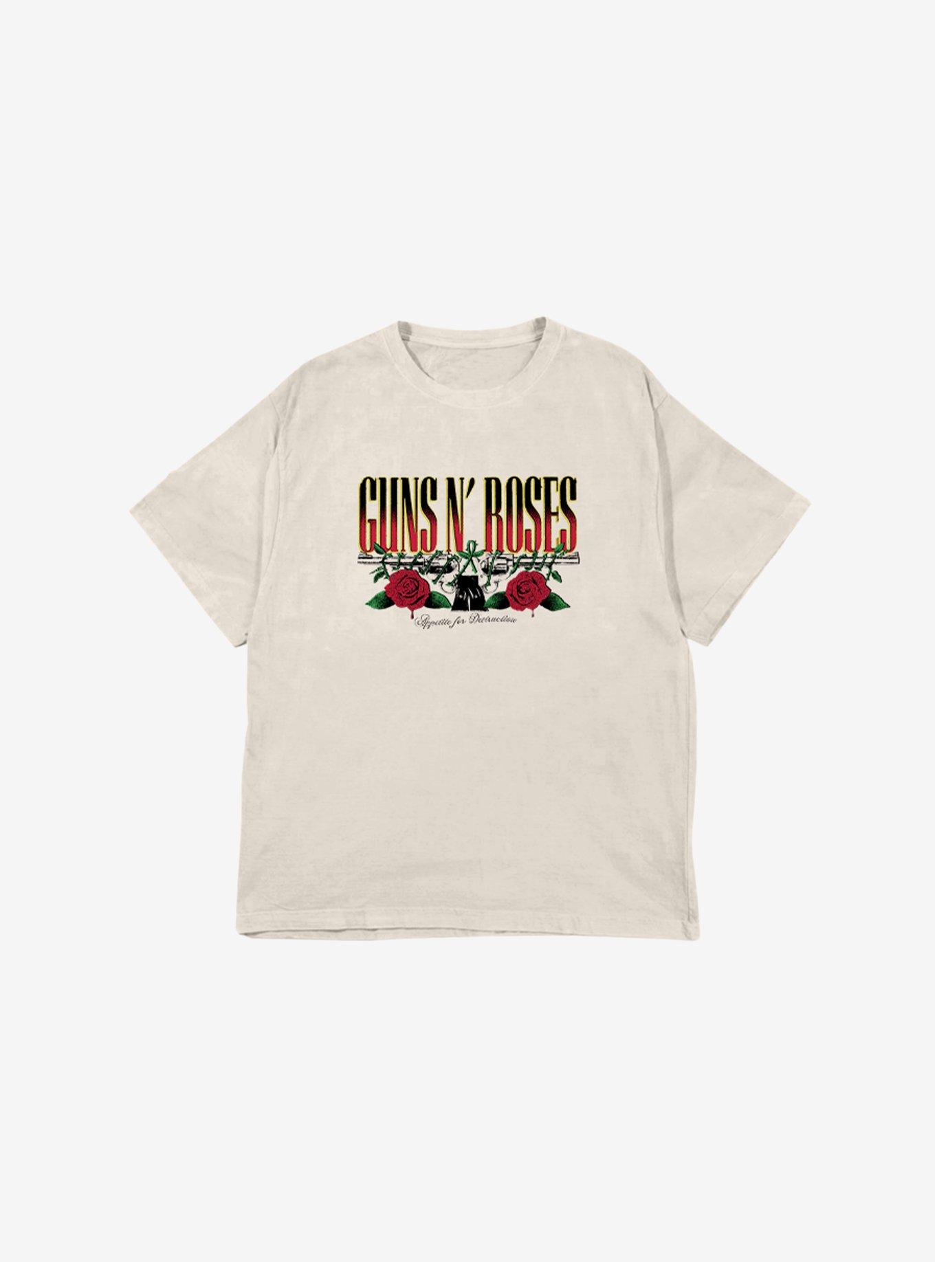 Guns N' Roses Logo Boyfriend Fit Girls T-Shirt, NATURAL, hi-res