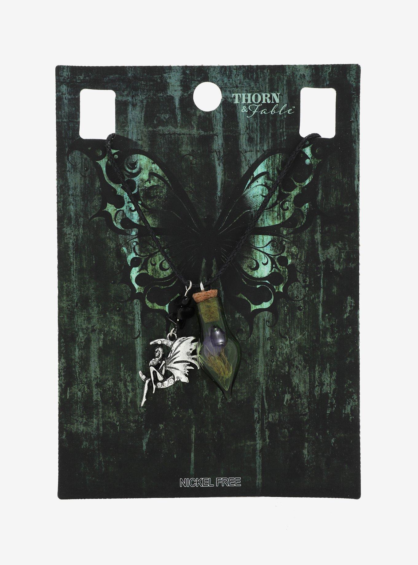 Thorn & Fable Fairy Moon Bottle Pendant Cord Necklace, , hi-res