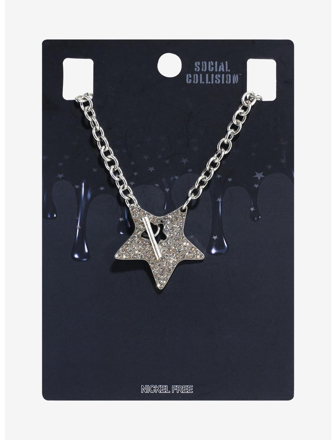 Social Collision Rhinestone Star Toggle Necklace, , hi-res