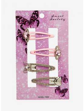 Sweet Society Butterfly Heart Ring Hair Clip Set, , hi-res