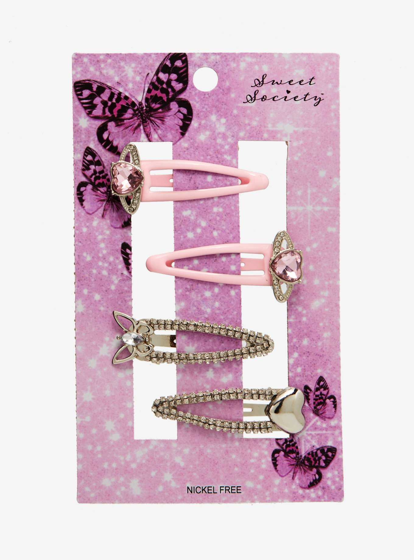 Sweet Society Butterfly Heart Ring Hair Clip Set, , hi-res