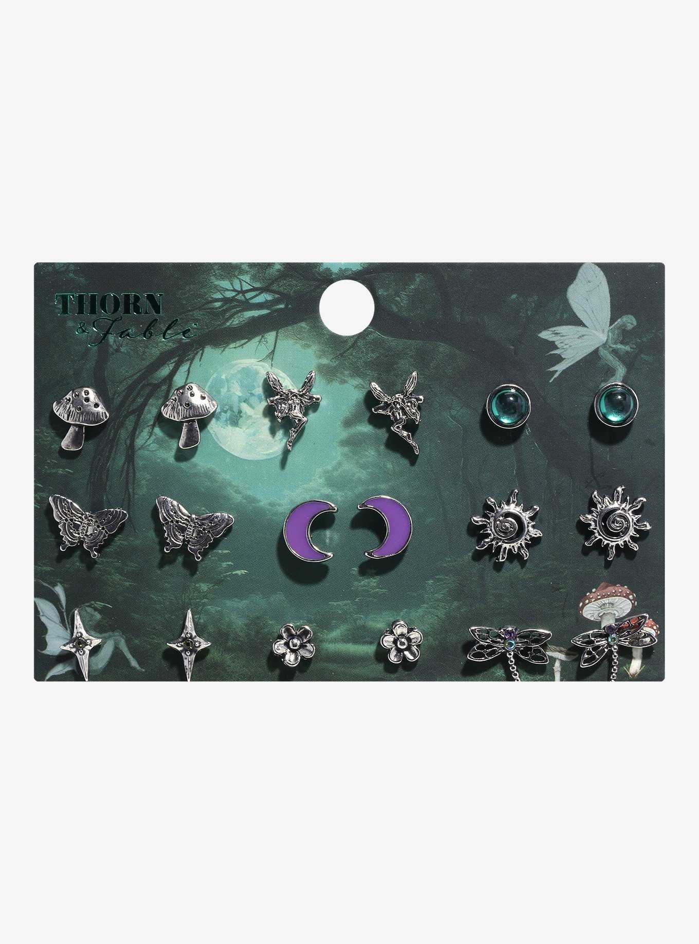 Thorn & Fable Fairy Purple Moon Stud Earring Set, , hi-res