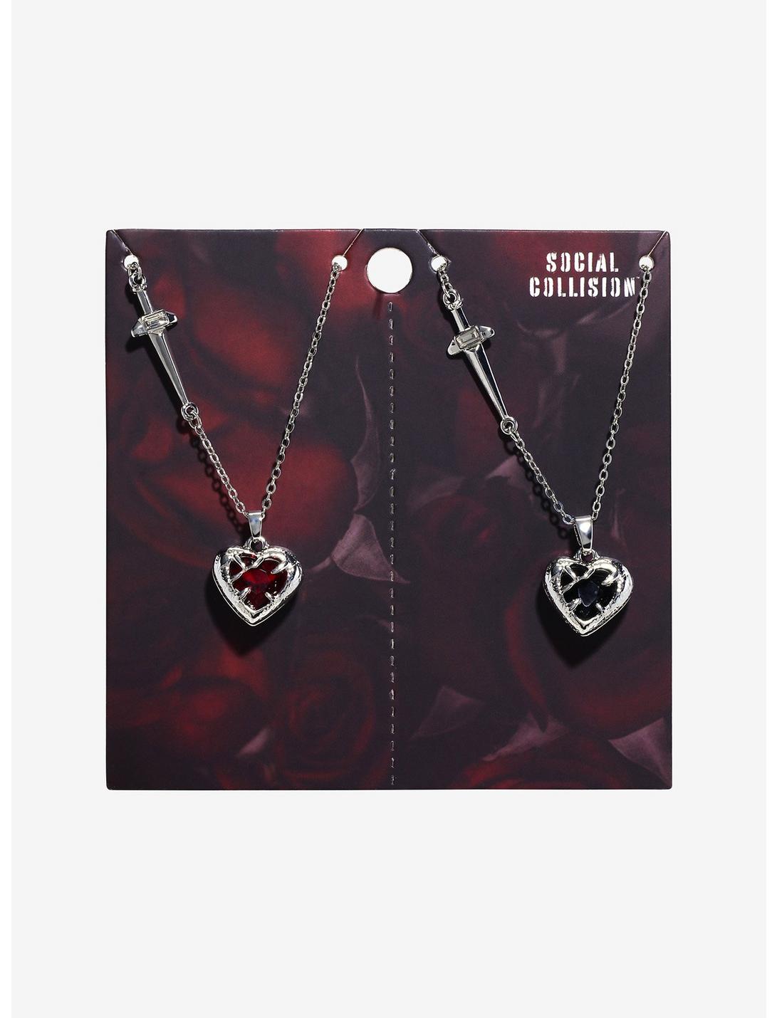 Social Collision® Heart Gem Sword Best Friend Necklace Set, , hi-res