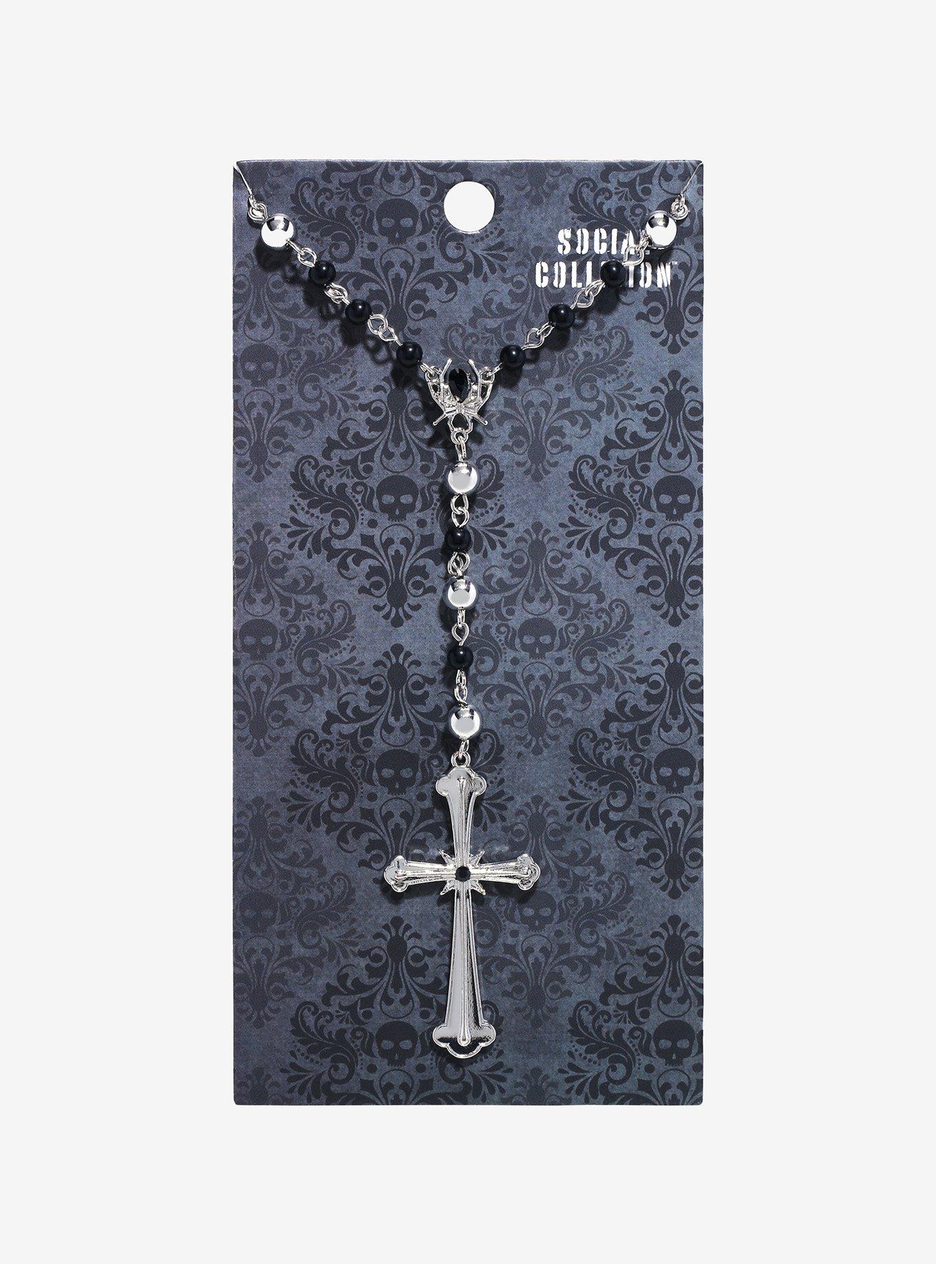 Social Collision Spider Cross Rosary Necklace | Hot Topic