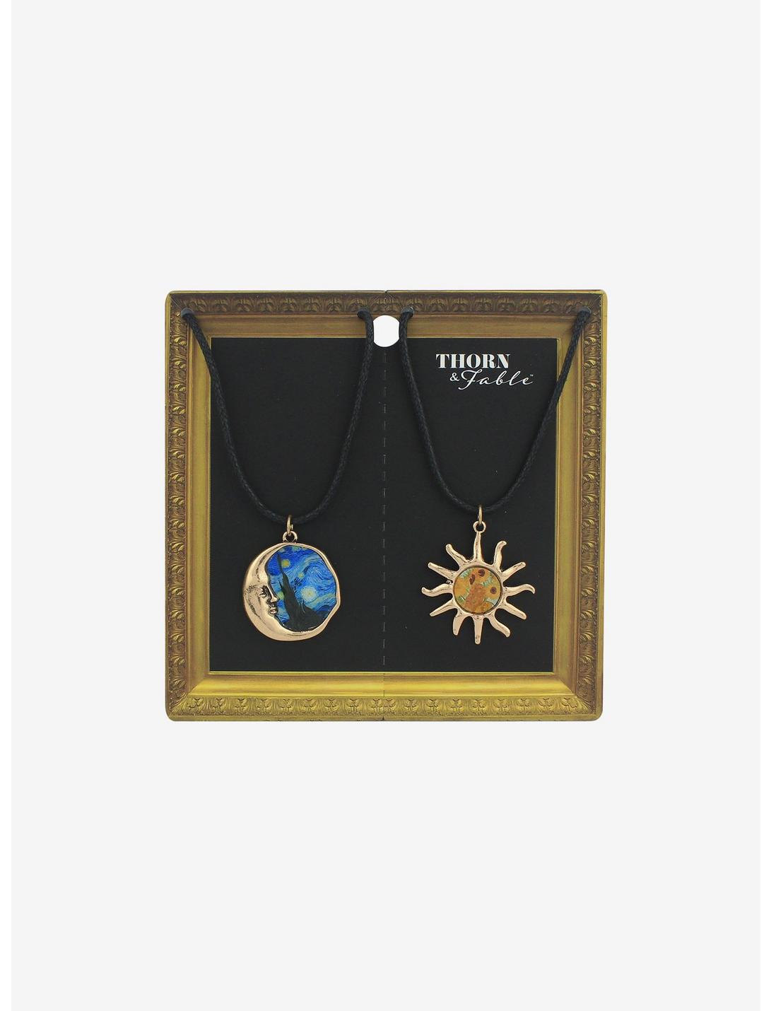 Thorn & Fable Sun & Moon Artwork Cord Necklace Best Friend Cord Necklace Set, , hi-res