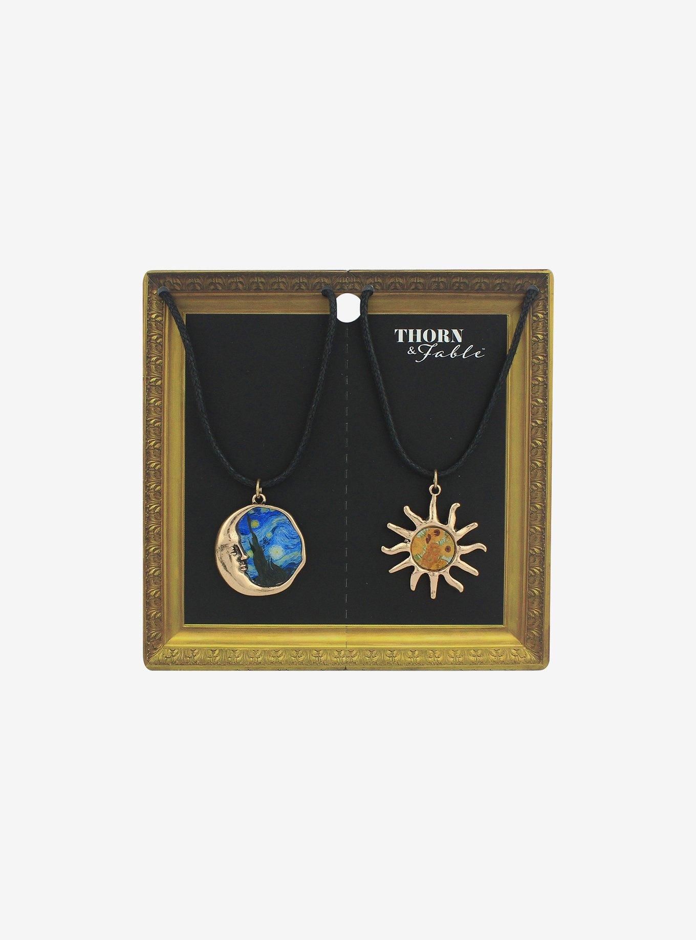 Thorn & Fable Sun & Moon Artwork Cord Necklace Best Friend Cord Necklace  Set