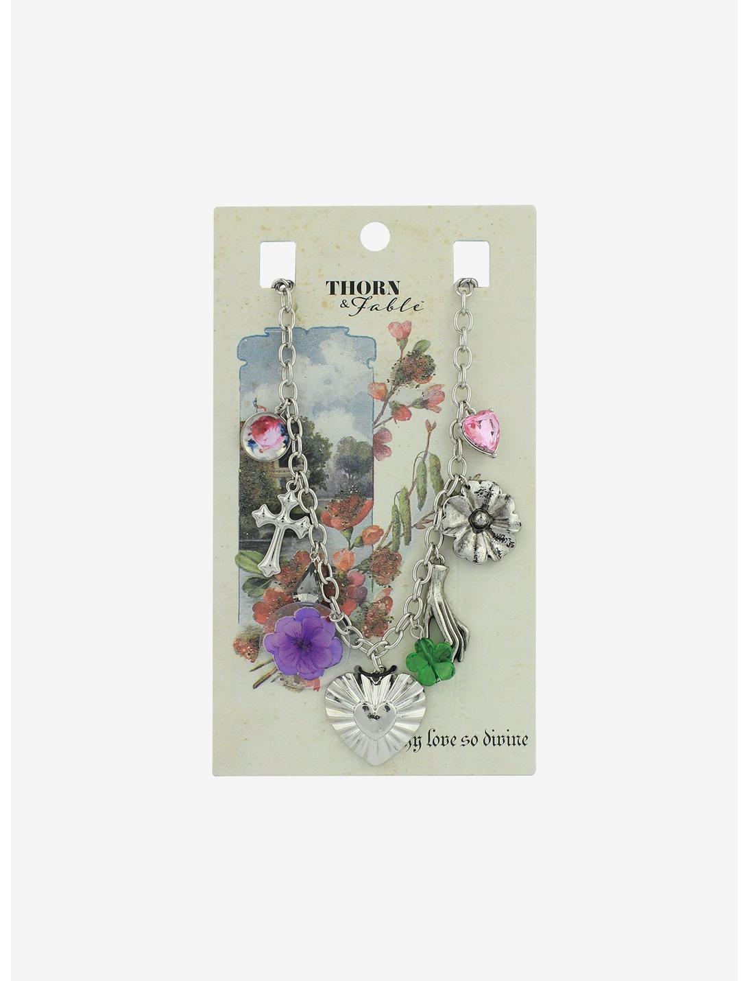 Thorn & Fable Flower Heart Fairy Charm Necklace, , hi-res