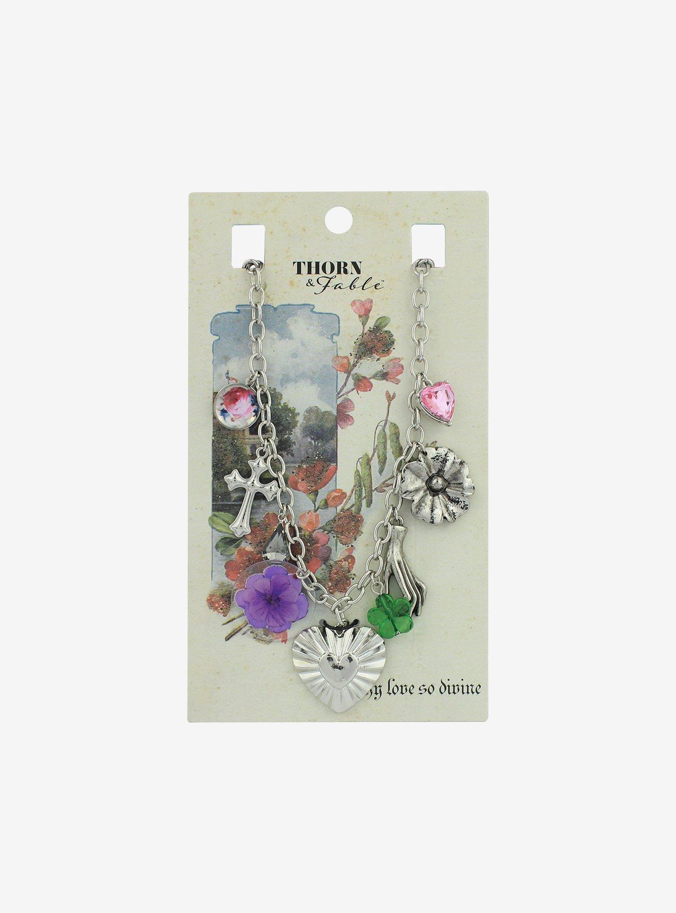 Thorn & Fable Flower Heart Fairy Charm Necklace, , hi-res