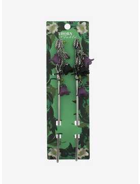 Thorn & Fable Purple & Black Flower Hair Stick Set, , hi-res