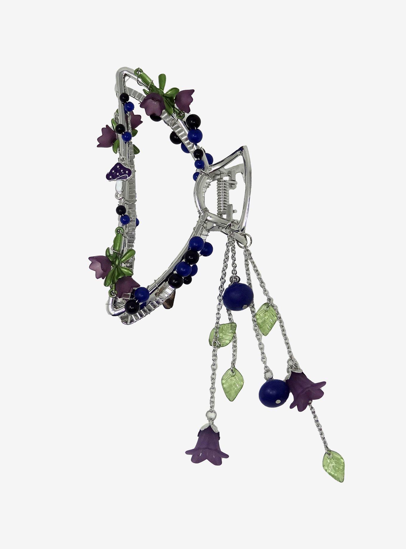 Thorn & Fable® Blueberry Flower Claw Hair Clip, , hi-res