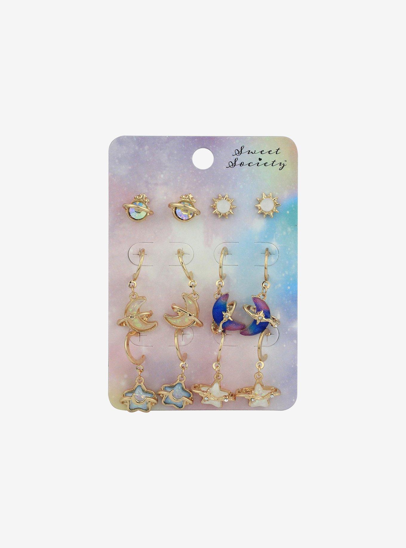 Sweet Society Opal Moon Star Earring Set, , hi-res