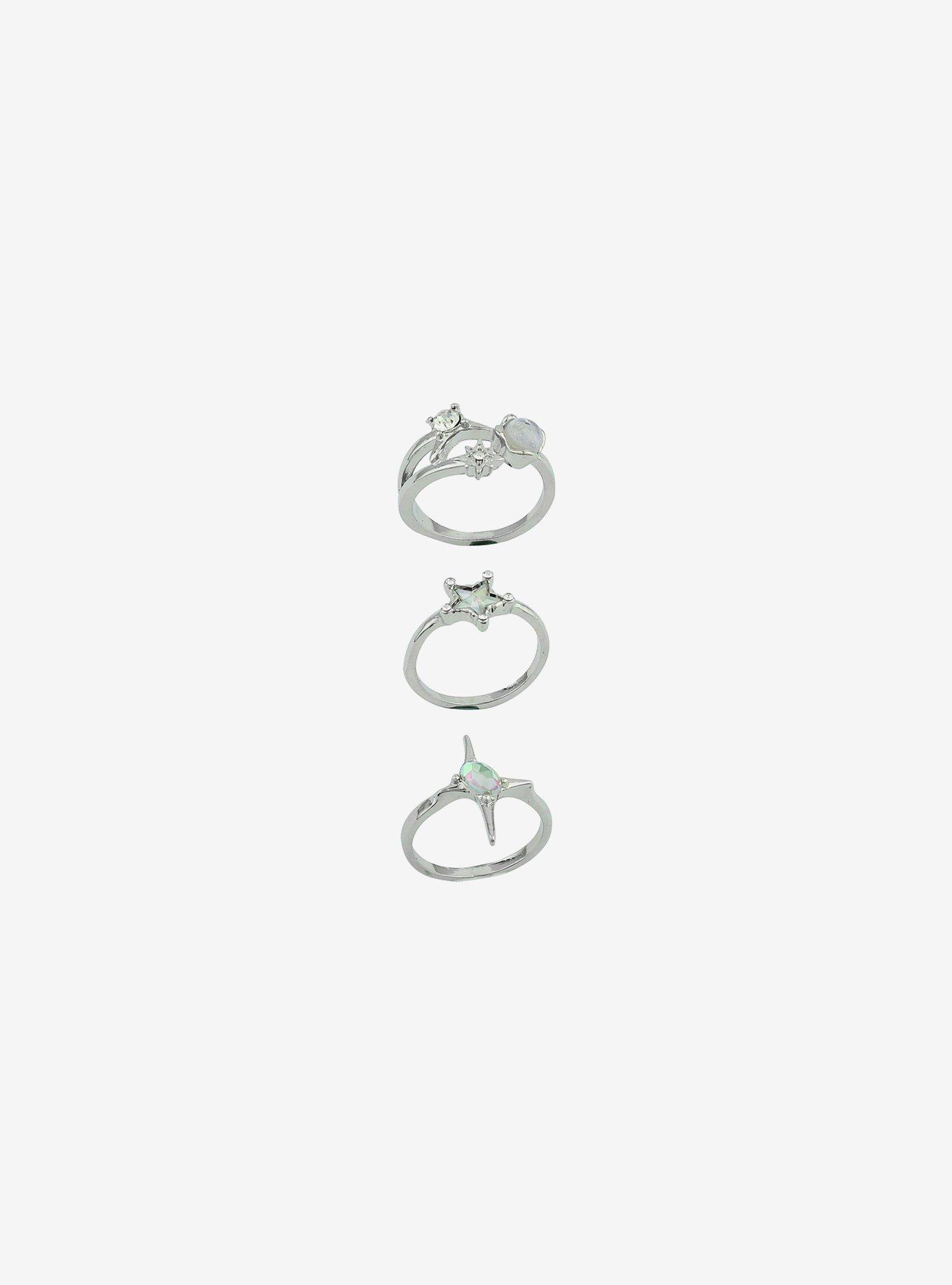 Social Collision&reg; Star Gem Silver Ring Set, , hi-res
