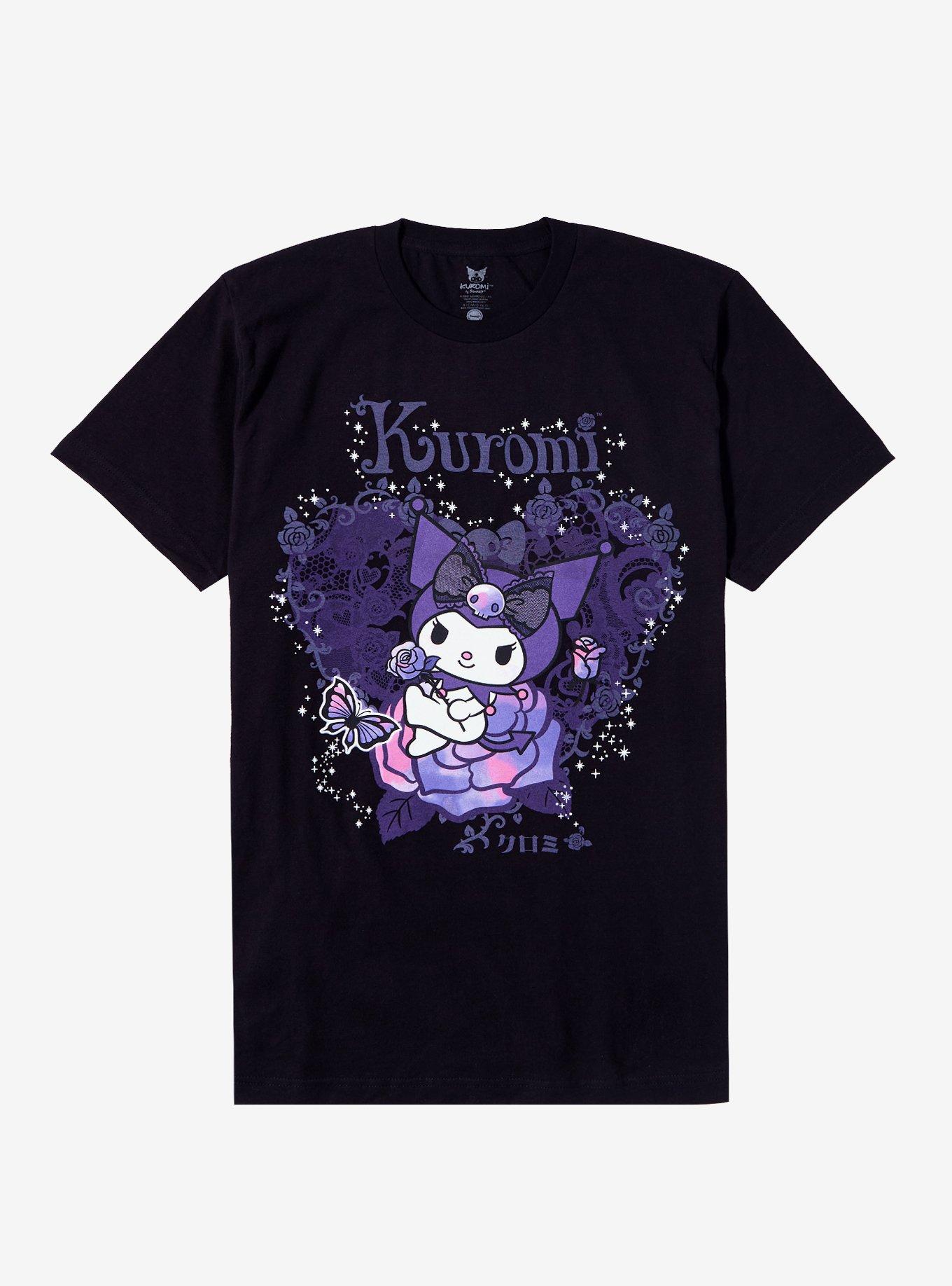 Kuromi Purple Rose Boyfriend Fit Girls T-Shirt, MULTI, hi-res