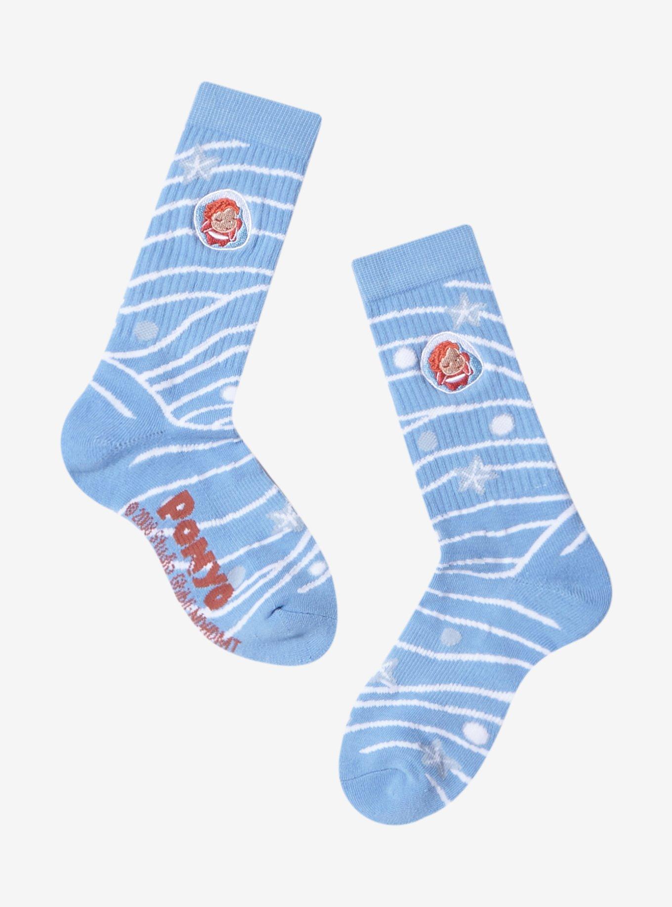 Studio Ghibli Ponyo Waves Allover Print Crew Socks — BoxLunch Exclusive, , hi-res