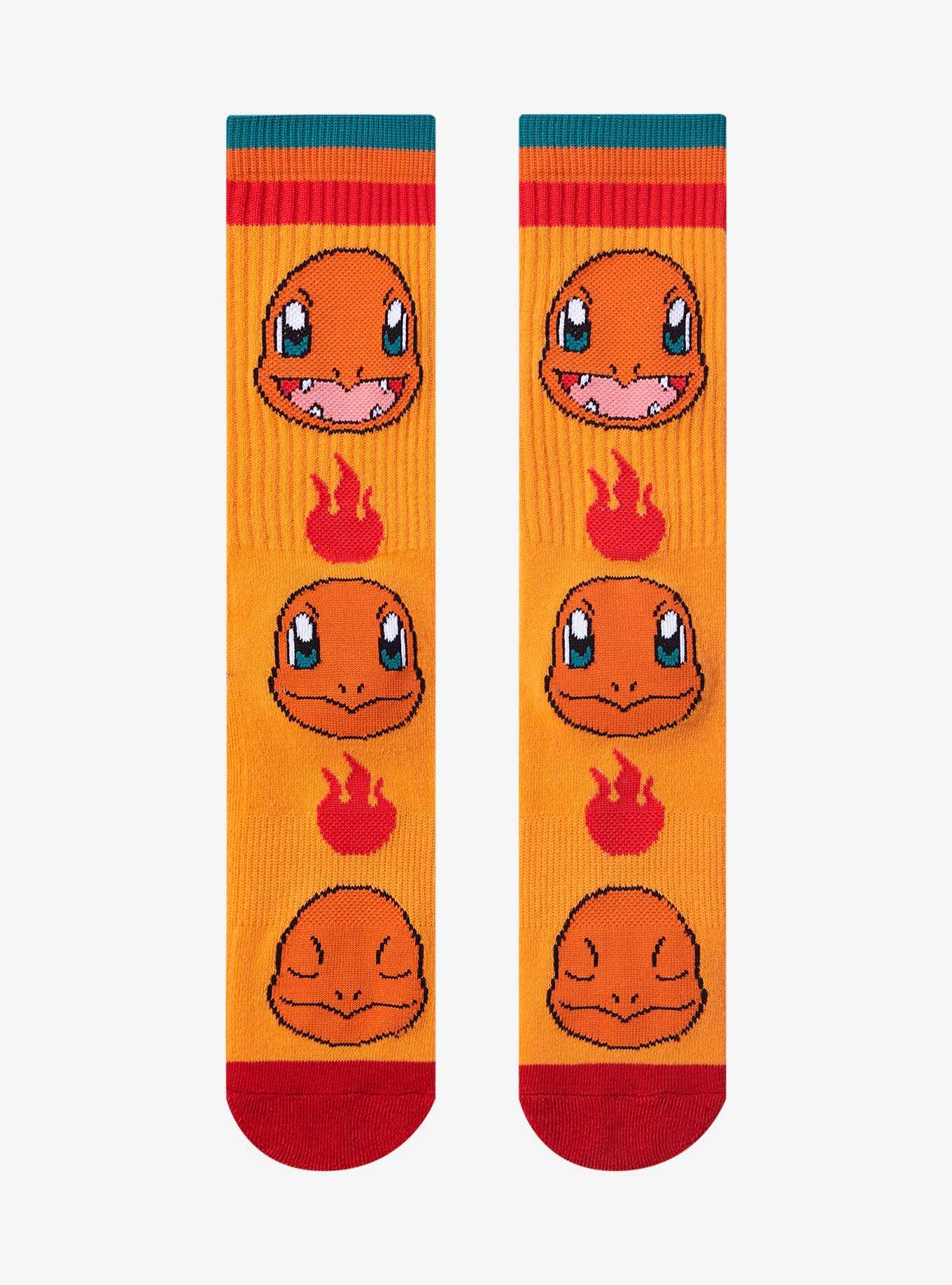 Pokémon Charmander Faces Lined Crew Socks - BoxLunch Exclusive, , hi-res