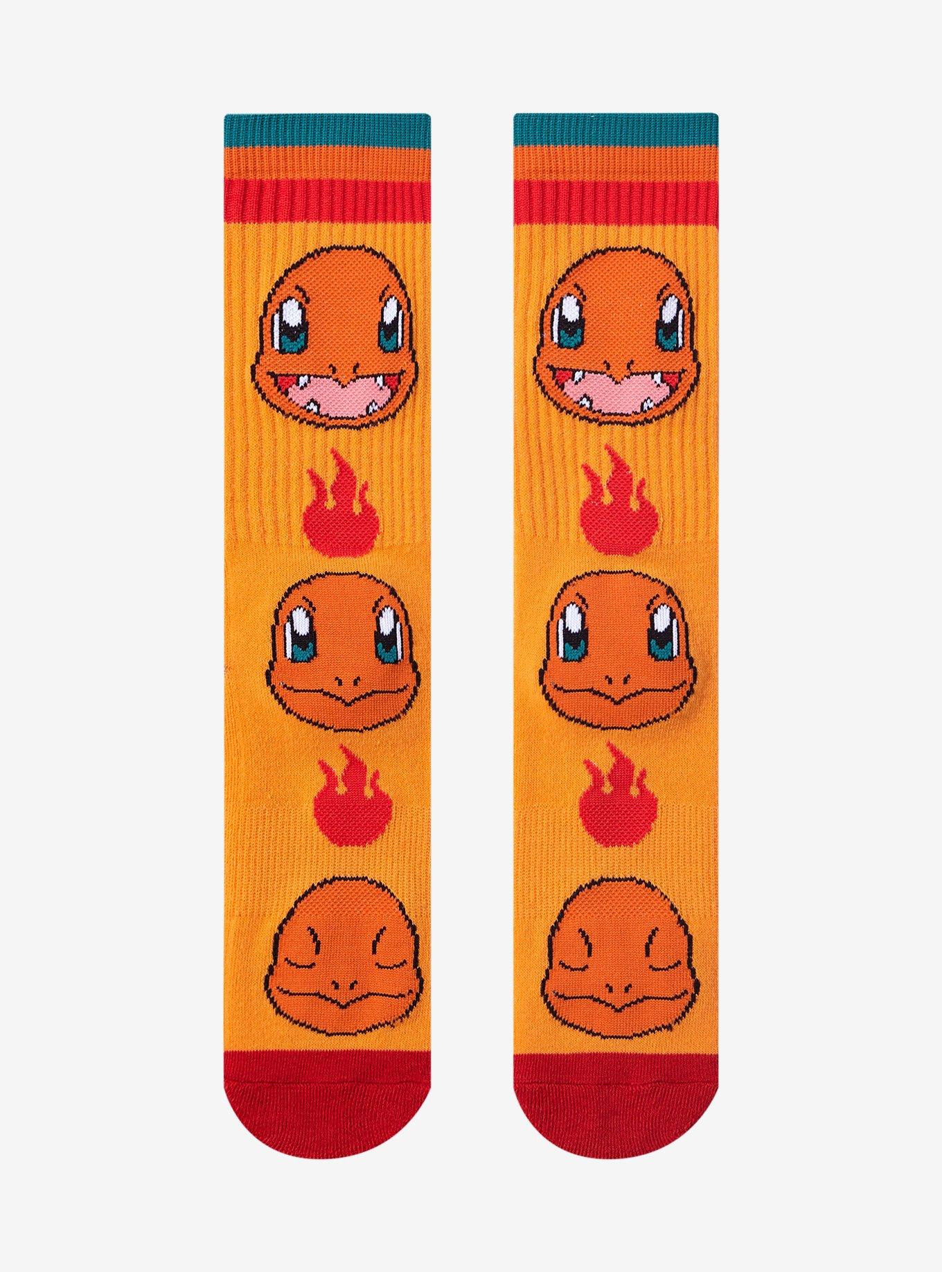 Pokémon Charmander Faces Lined Crew Socks - BoxLunch Exclusive, , hi-res