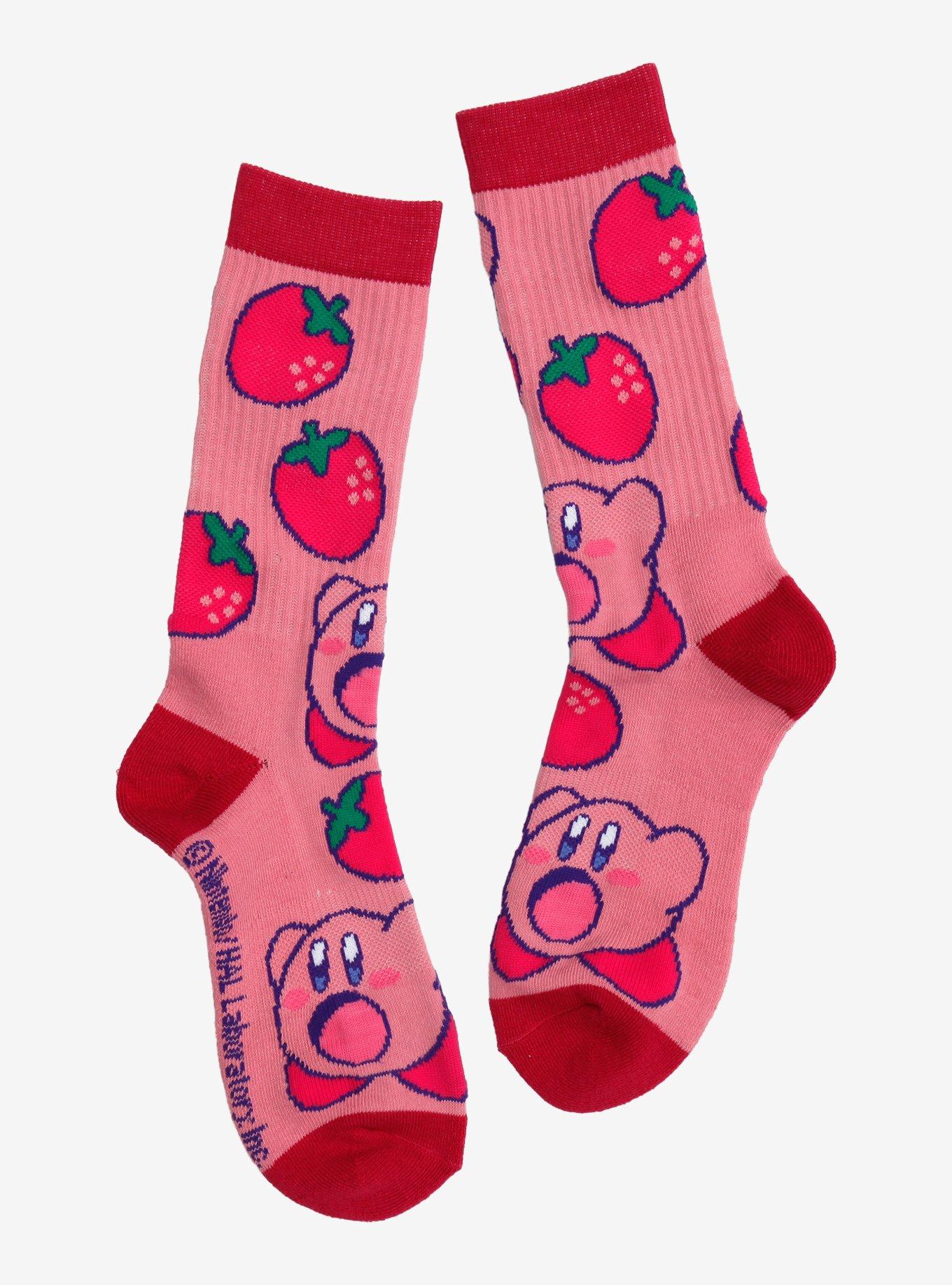 Nintendo Kirby Strawberries Allover Print Crew Socks - BoxLunch