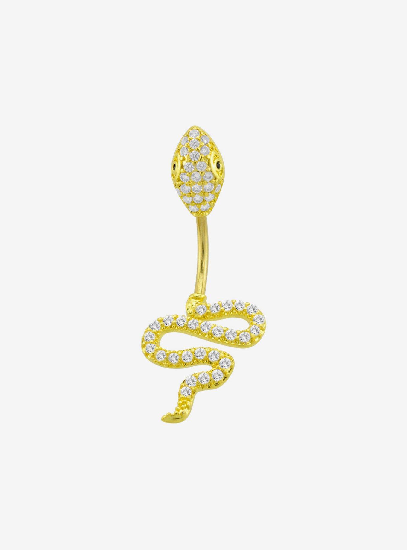 14G Steel Gold Snake Navel Barbell