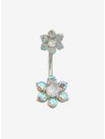 14G Steel Iridescent Floral Navel Barbell, , hi-res