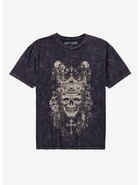 Gothic Skull Crown Grey Wash T-Shirt, , hi-res