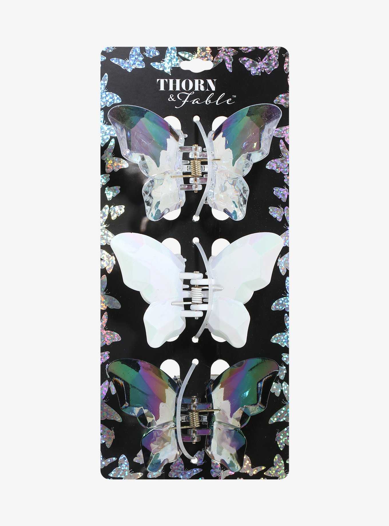 Thorn & Fable Iridescent Butterfly Claw Hair Clip Set, , hi-res