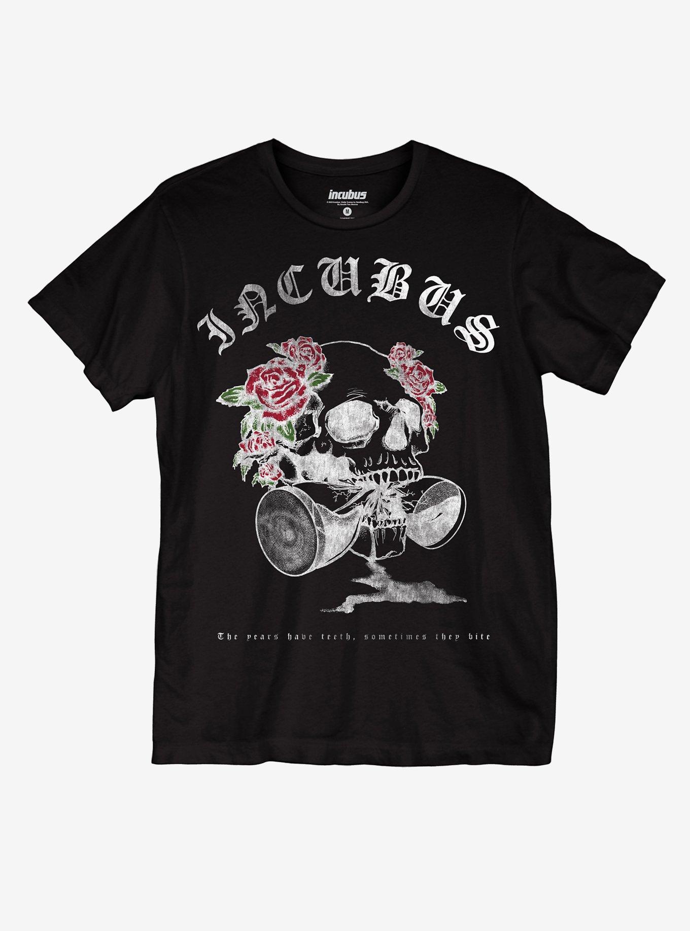 Incubus Floral Skull Boyfriend Fit Girls T-Shirt, BLACK, hi-res