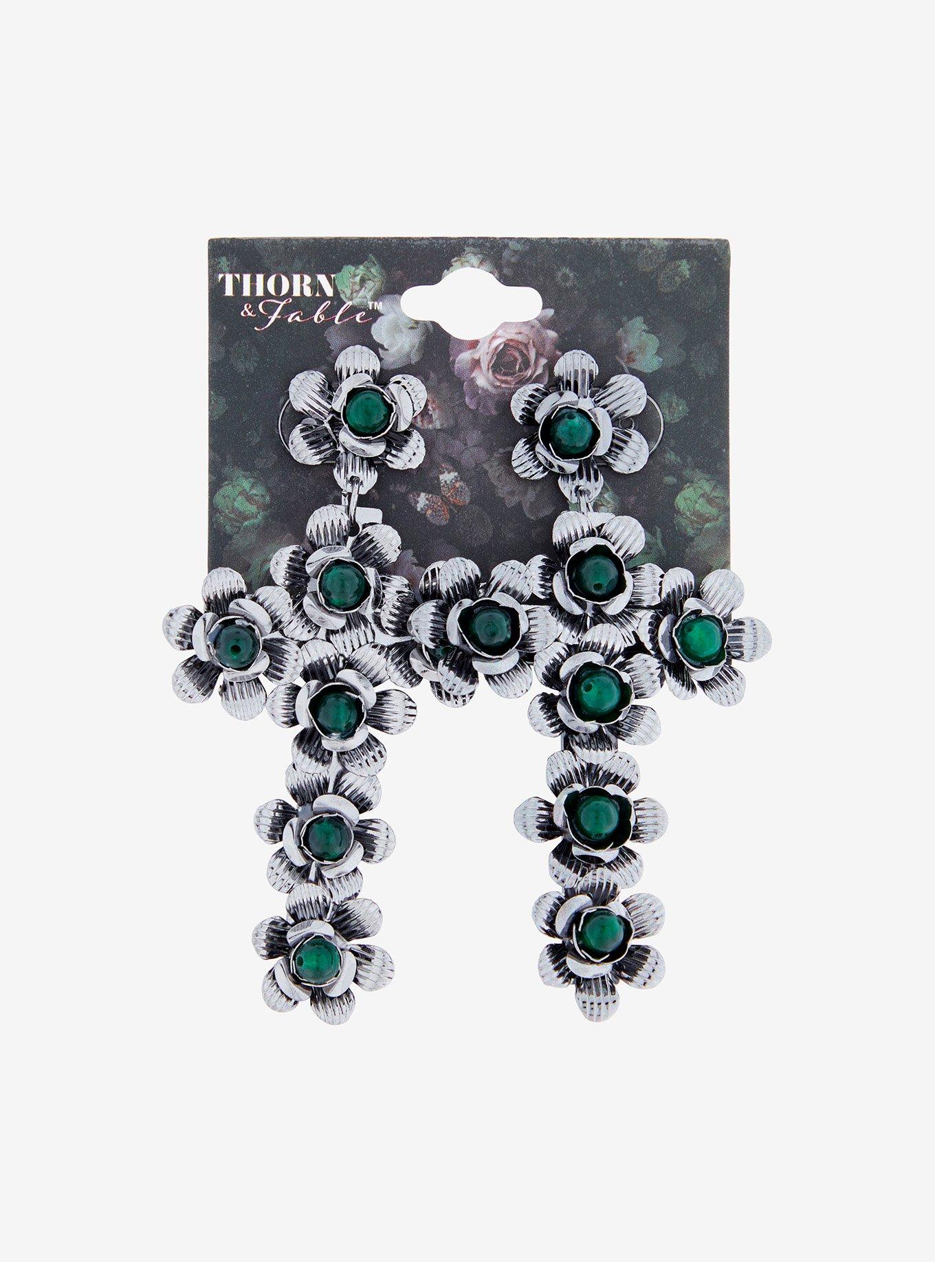 Thorn & Fable® Flower Cross Drop Earrings
