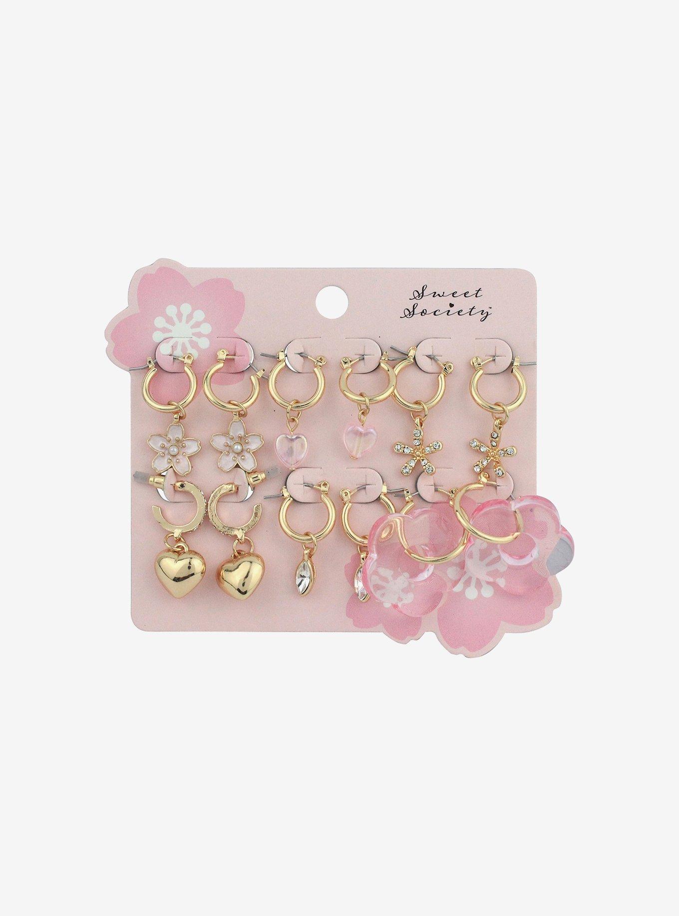 Sweet Society Sakura Mini Hoop Earring Set, , hi-res