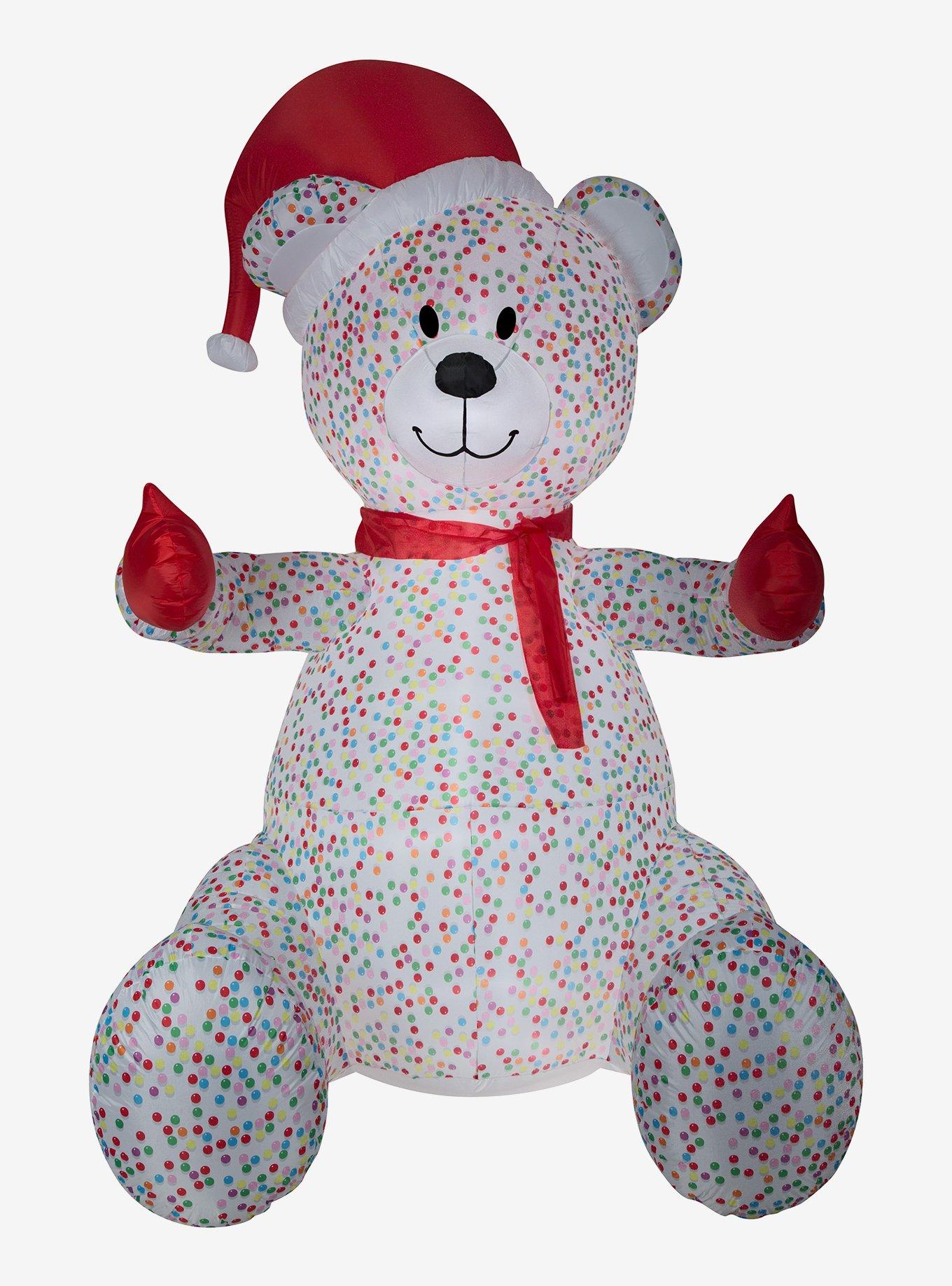 Candy Sprinkles Bear Santa Hat and Scarf Animated Airblown | Hot Topic