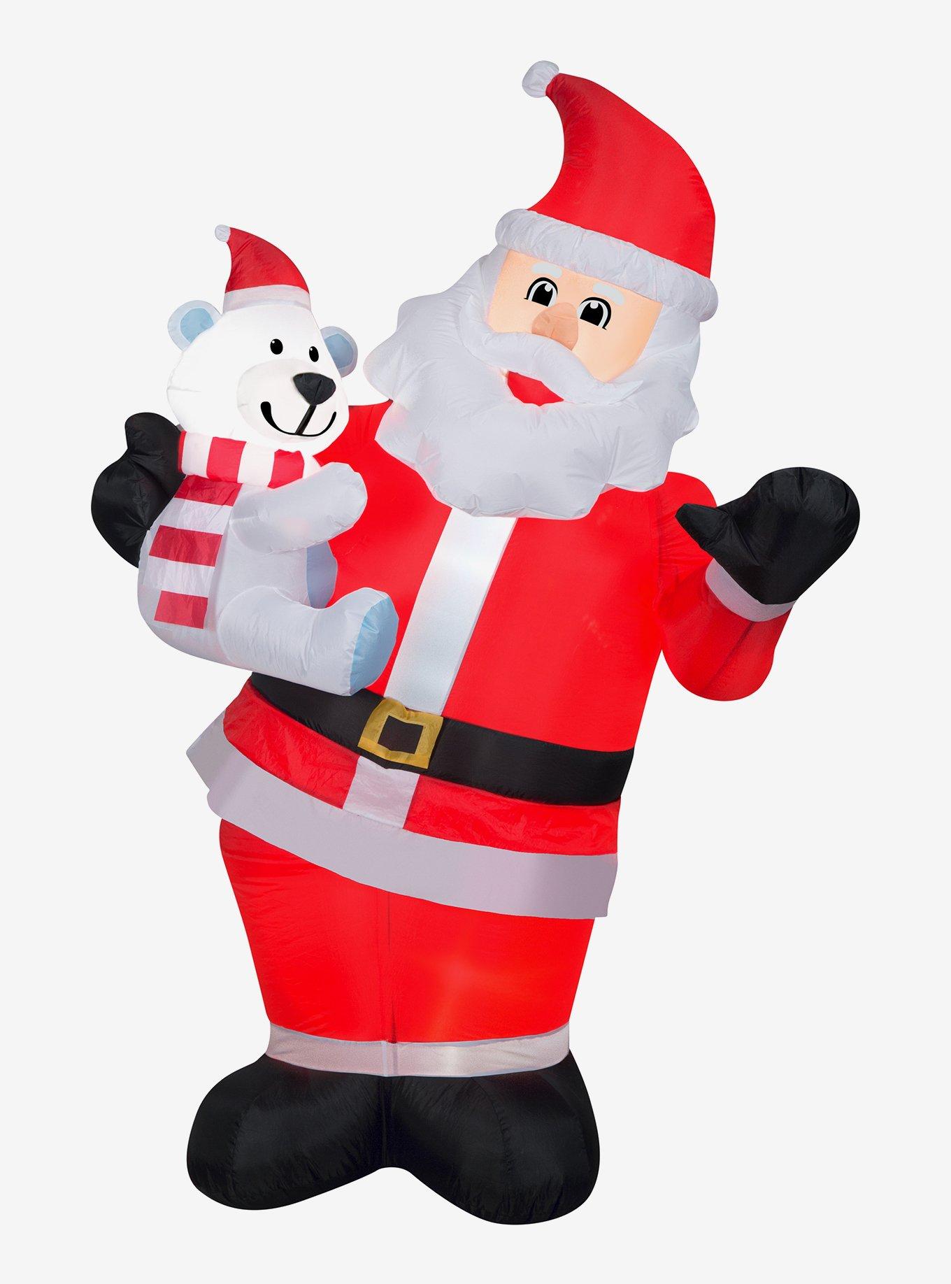 Swaying Santa with Polar Bear Animated Airblown, , hi-res