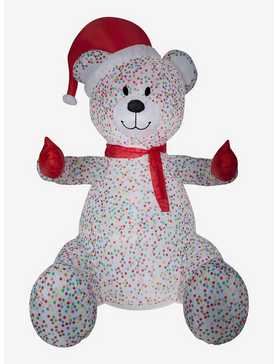 Candy Sprinkles Bear Santa Hat and Scarf Animated Airblown, , hi-res