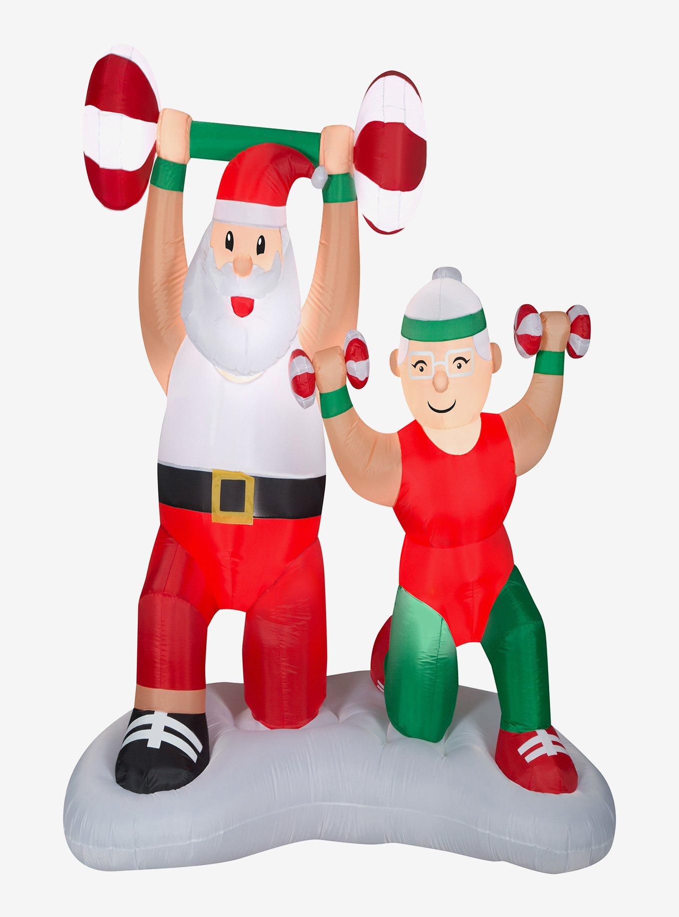 Santa and Mrs. Claus Workout Airblown, , hi-res